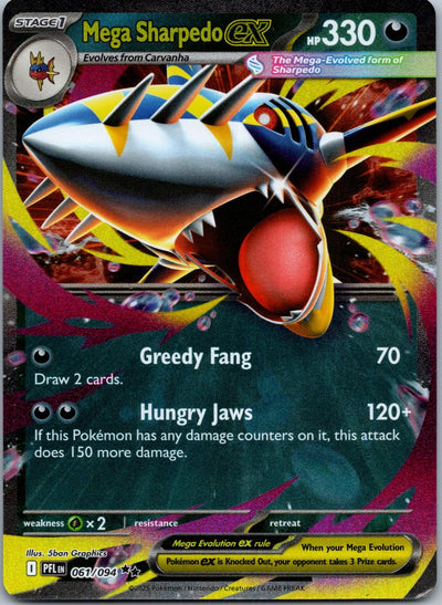 Mega Sharpedo ex 061/094 Double Rare Phantasmal Flames Pokemon Near Mint