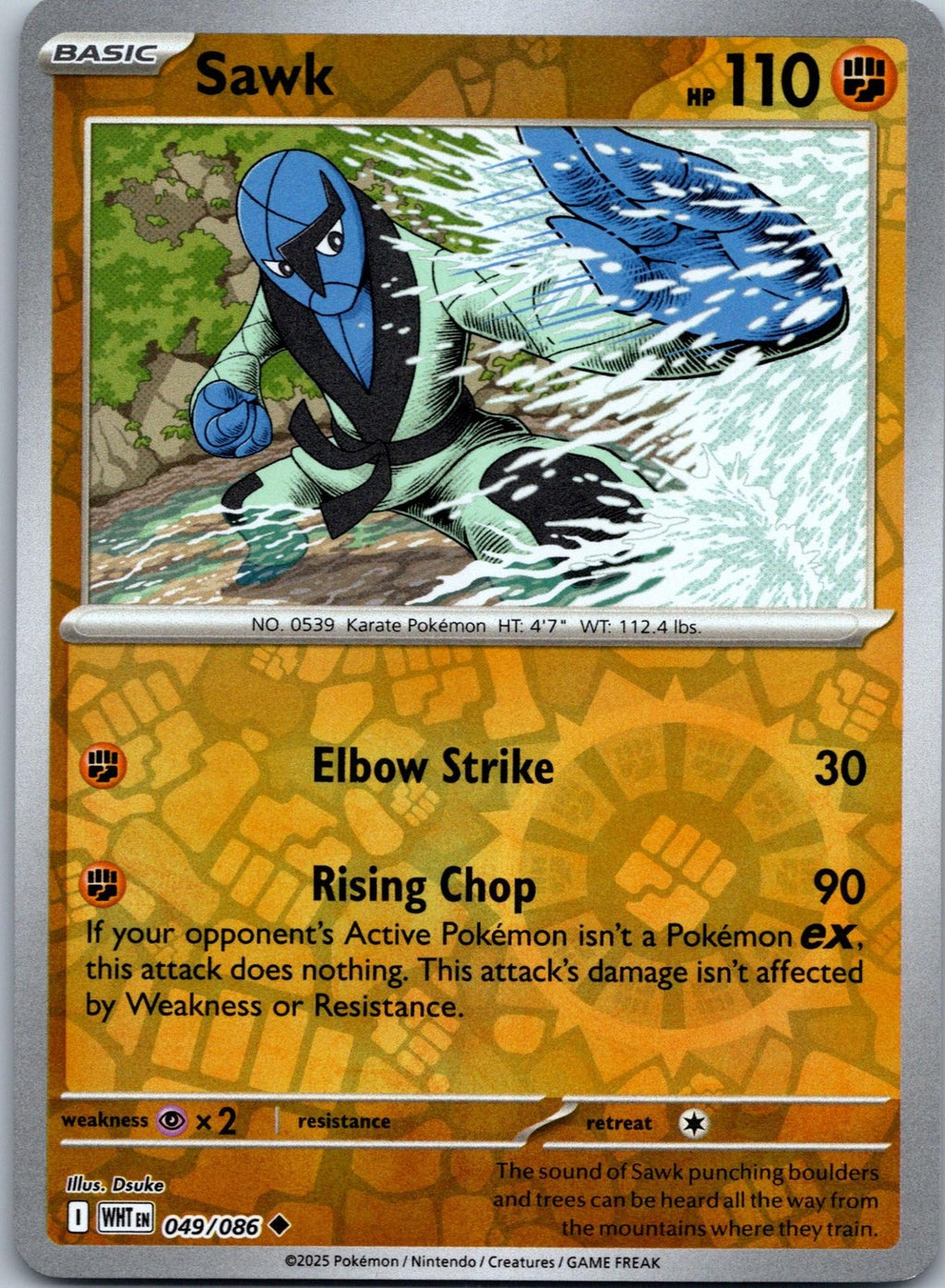 Sawk 049/086 Uncommon White Flare Pokemon Near Mint