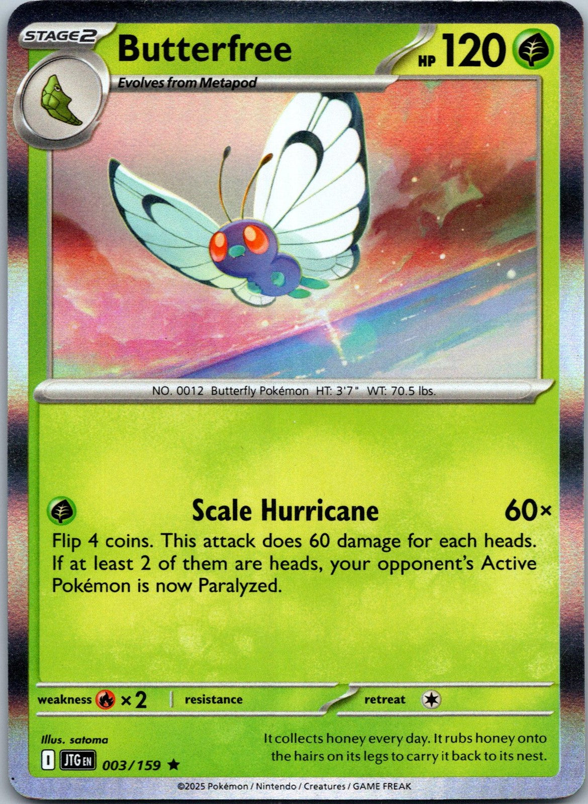 Butterfree 003/159 Rare Journey Together Pokemon Near Mint