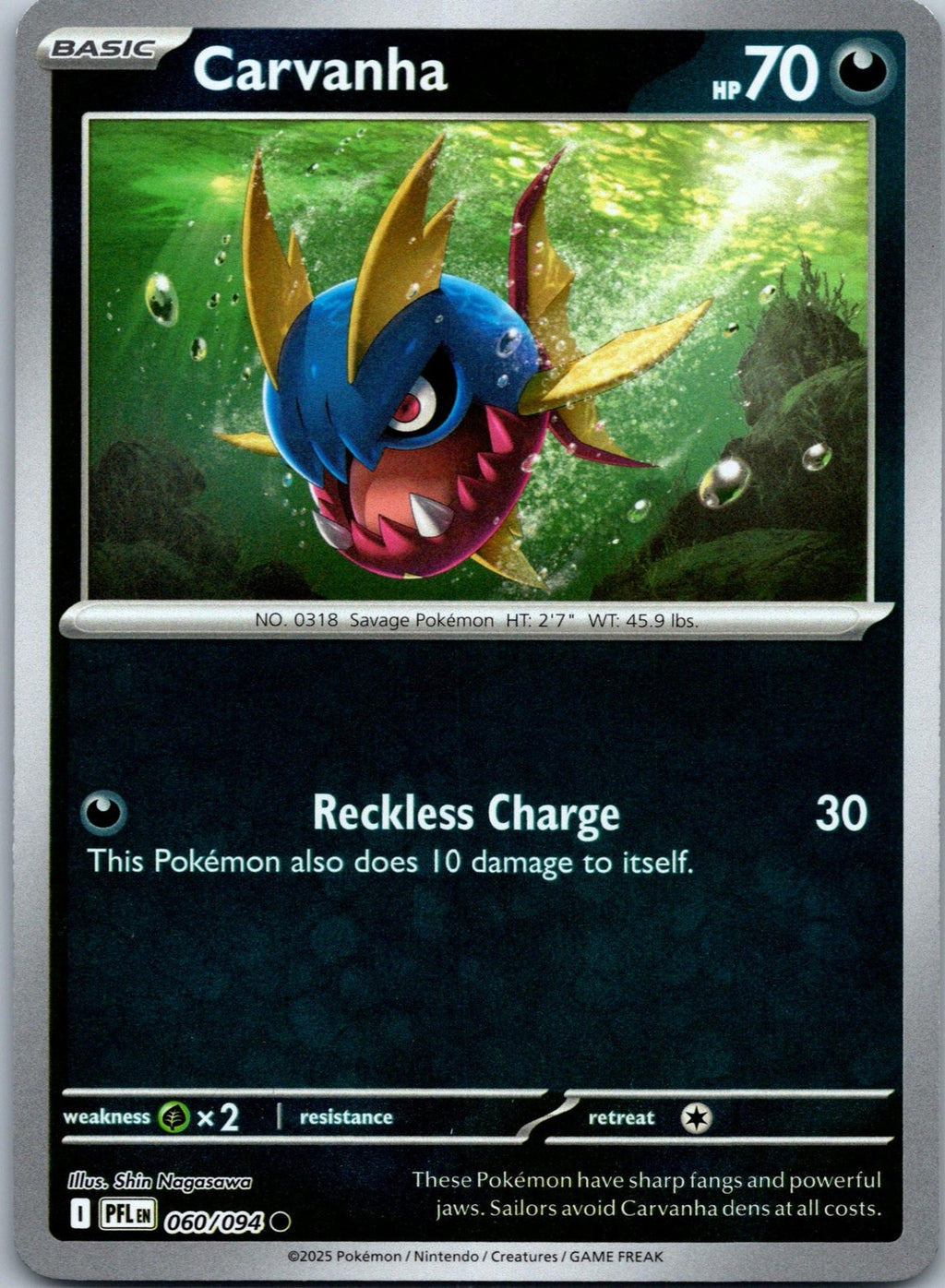 Carvanha 060/094 Common Phantasmal Flames Pokemon Near Mint