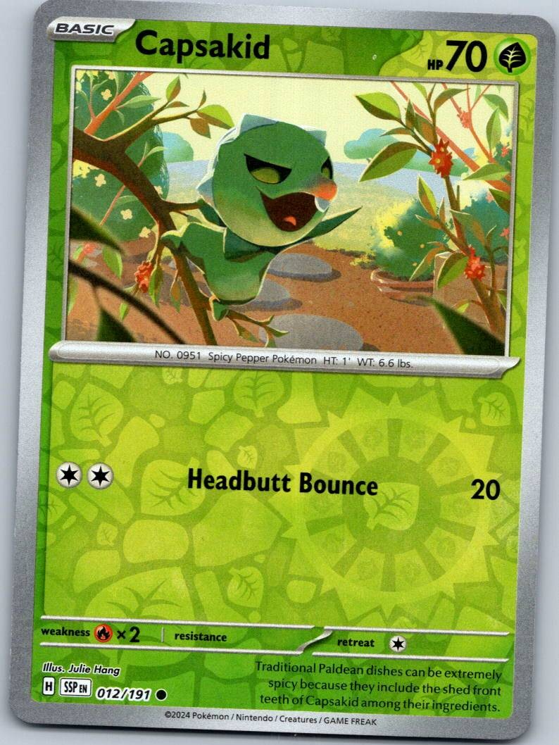 Capsakid 012/191 Common Surging Sparks Pokemon Reverse Holo Near Mint