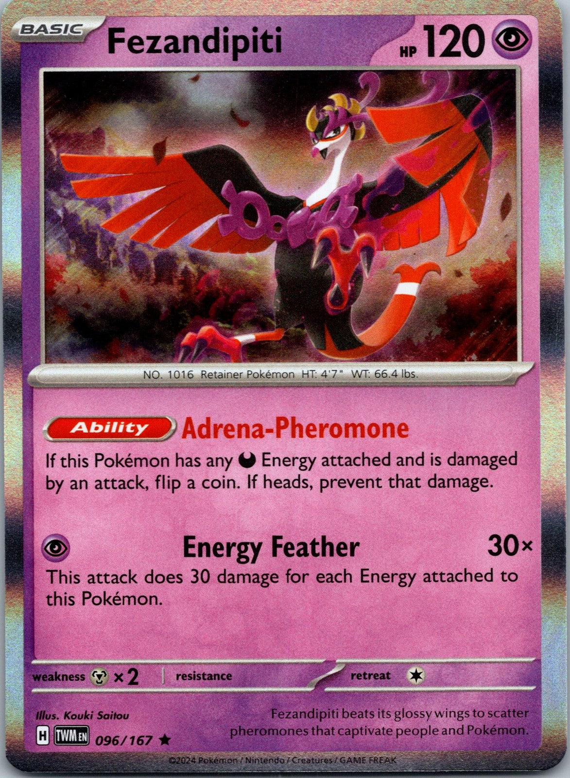 Fezandipiti 096/167 Rare Twilight Masquerade Pokemon Near Mint