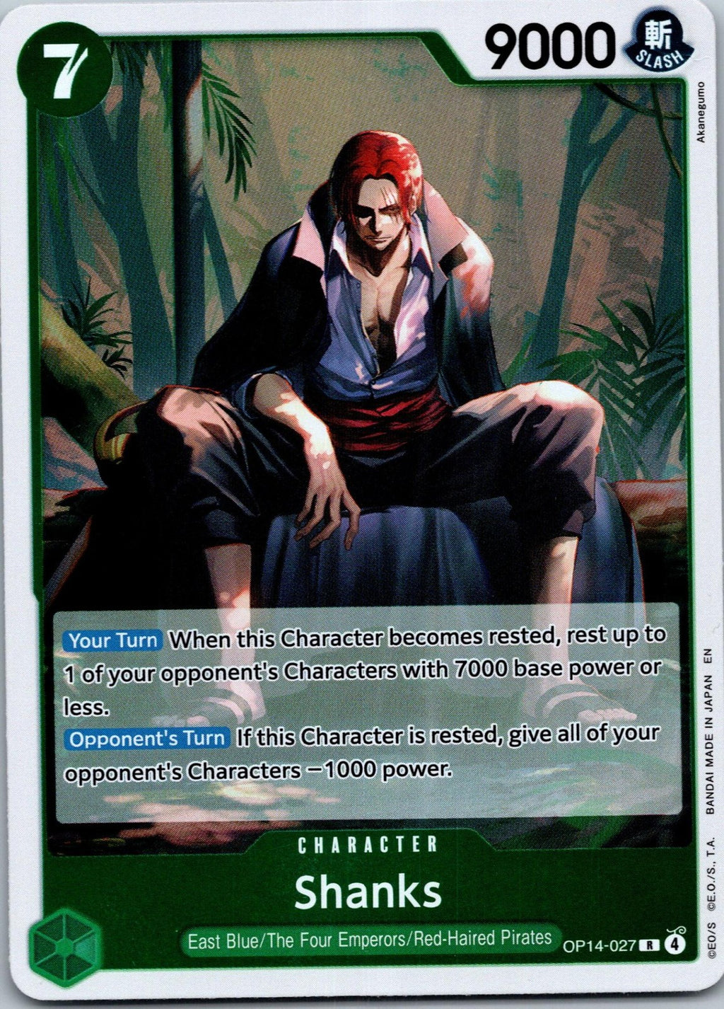 Shanks OP14-027 Rare The Azure Sea's Seven One Piece Near Mint
