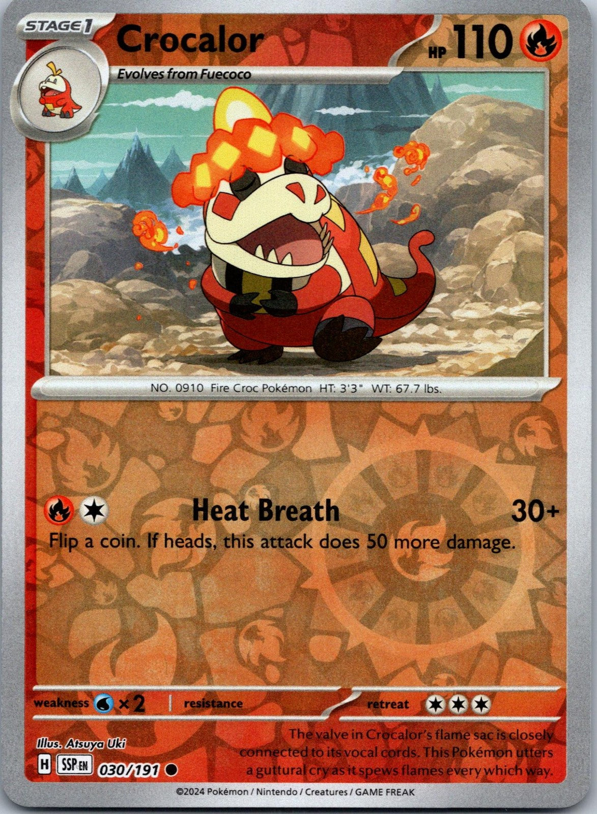 Crocalor 030/191 Common Surging Sparks Pokemon Near Mint