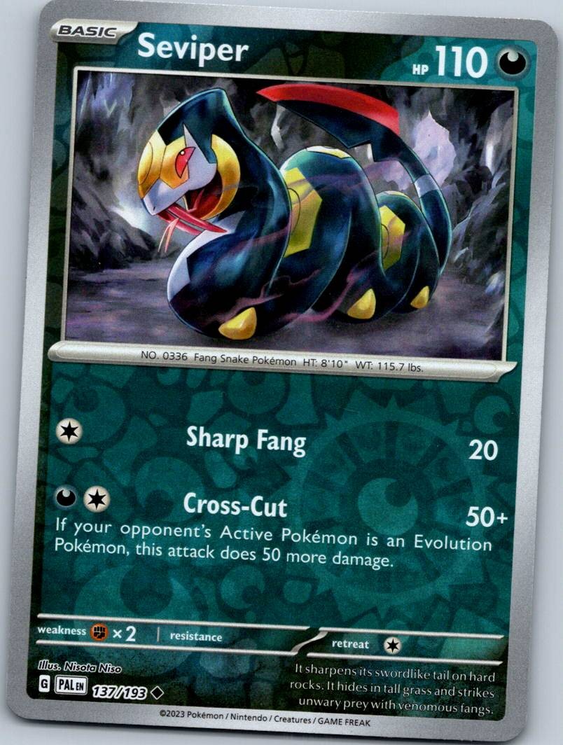 Seviper 137/193 Uncommon Paldea Evolved Pokemon Reverse Holo Near Mint