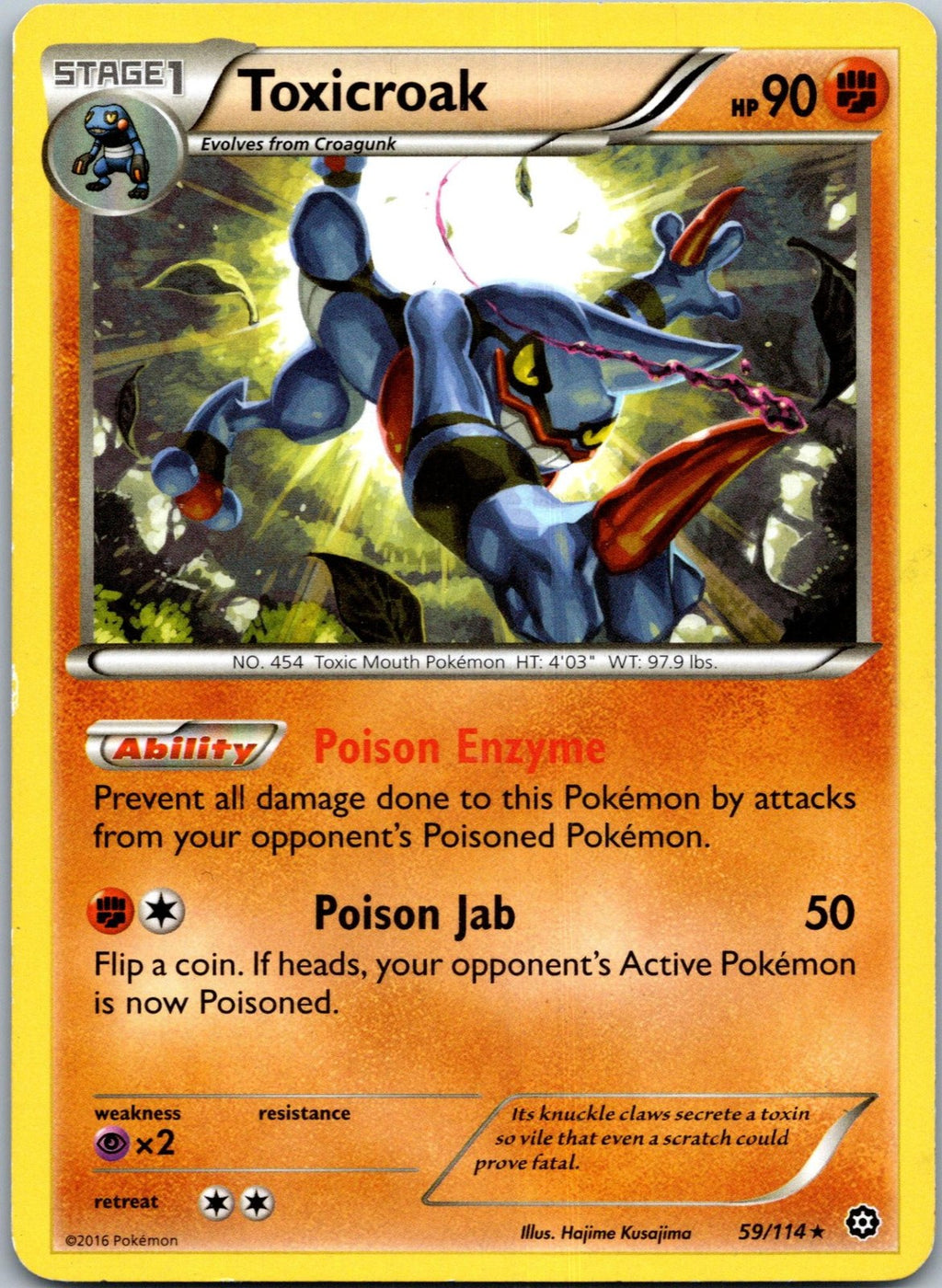 Toxicroak 59/114 Rare Steam Siege Pokemon Near Mint