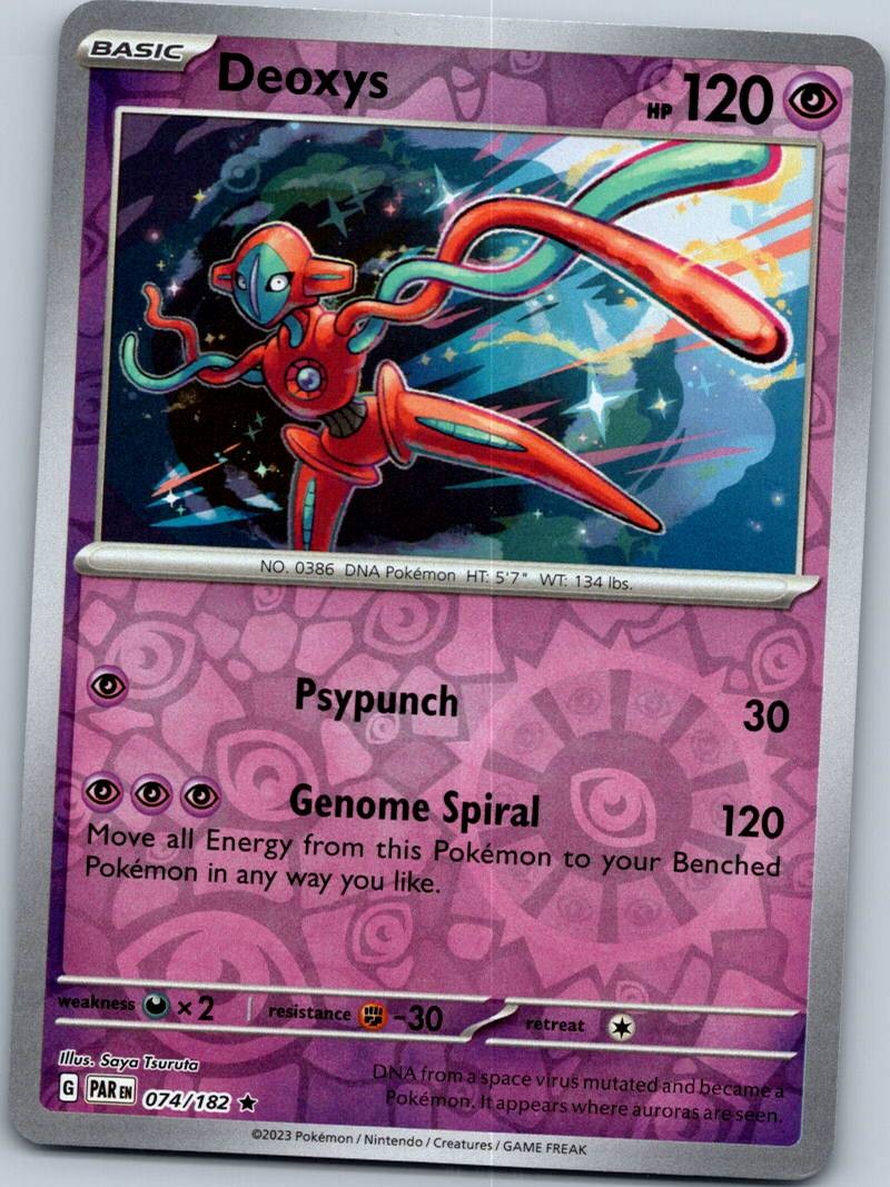 Deoxys 074/182 Rare Paradox Rift Pokemon Reverse Holo Near Mint