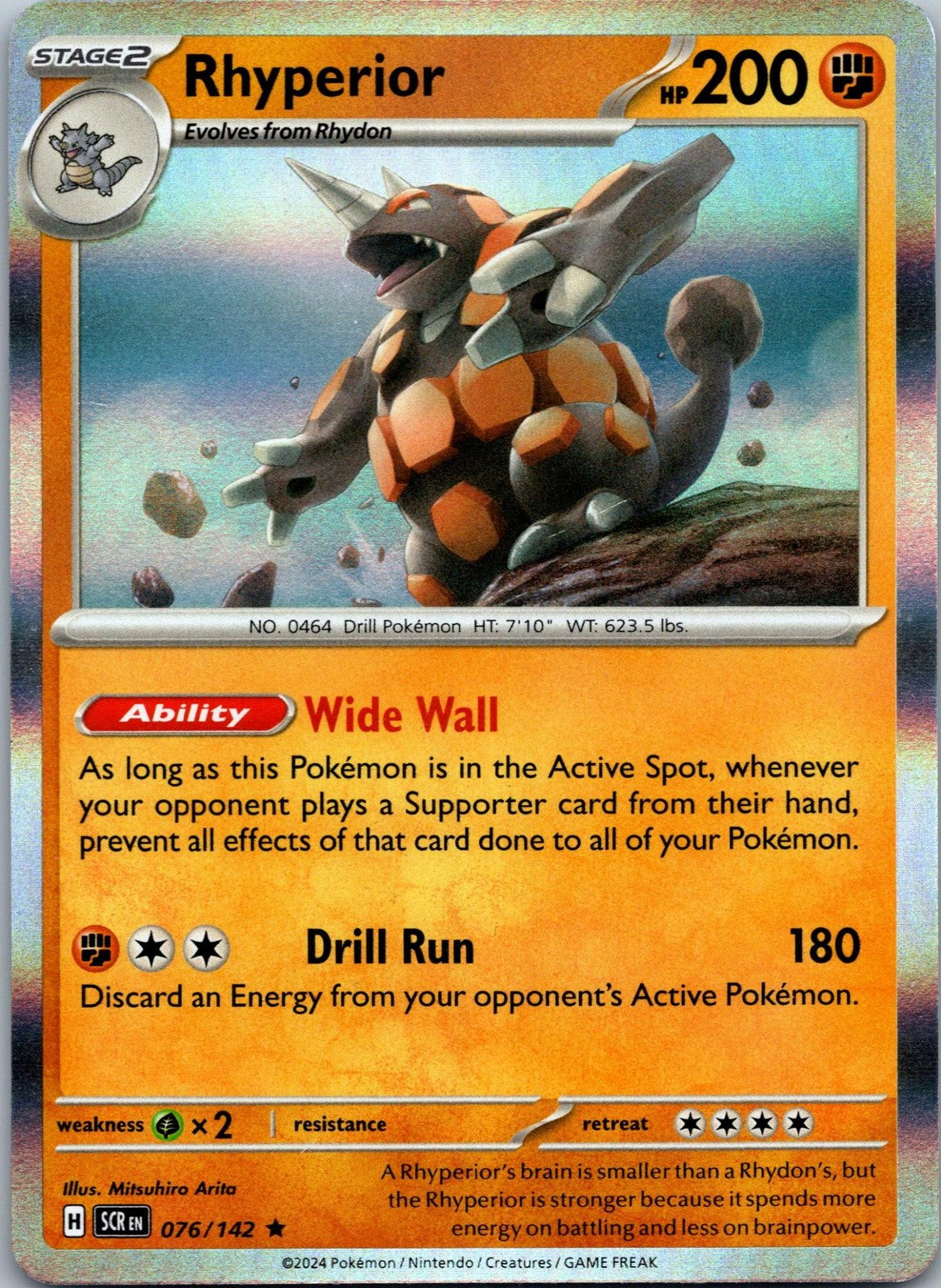 Rhyperior 76/142 Rare Stellar Crown Pokemon Near Mint