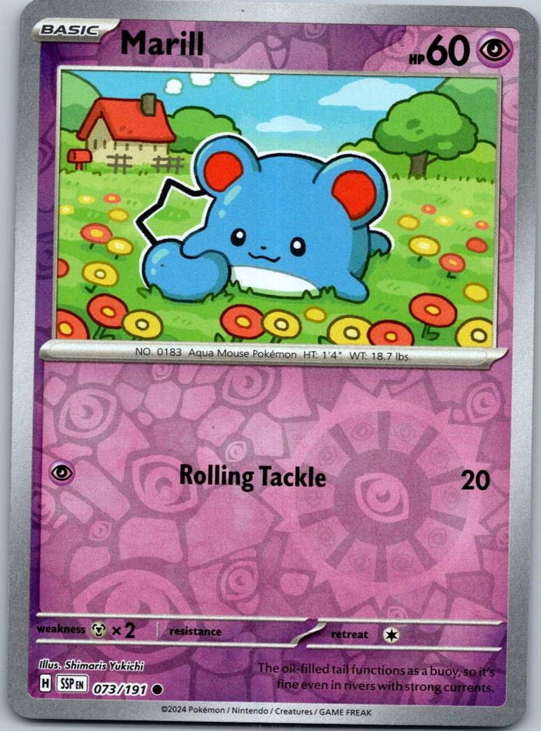 Marill 073/191 Common Surging Sparks Pokemon Reverse Holo Near Mint