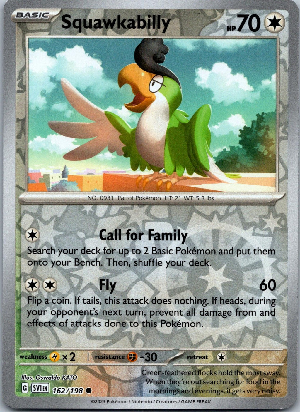 Squawkabilly 162/198 Common Scarlet & Violet Pokemon Near Mint