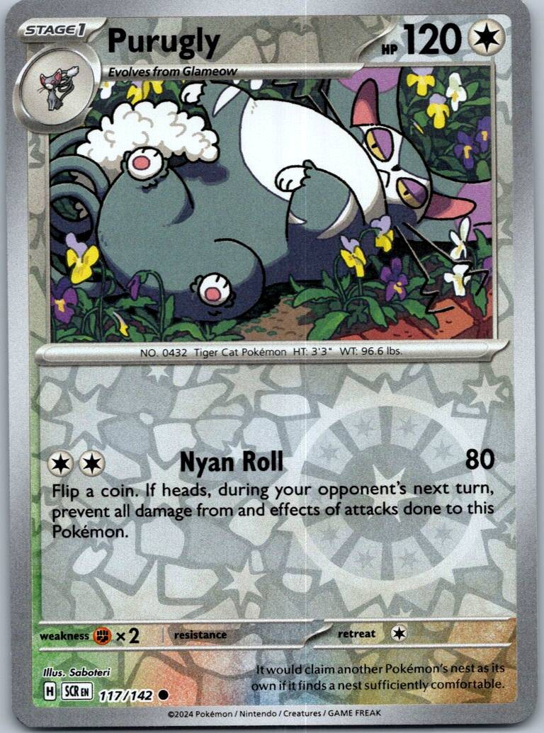 Purugly 117/142 Common Stellar Crown Pokemon Reverse Holo Near Mint