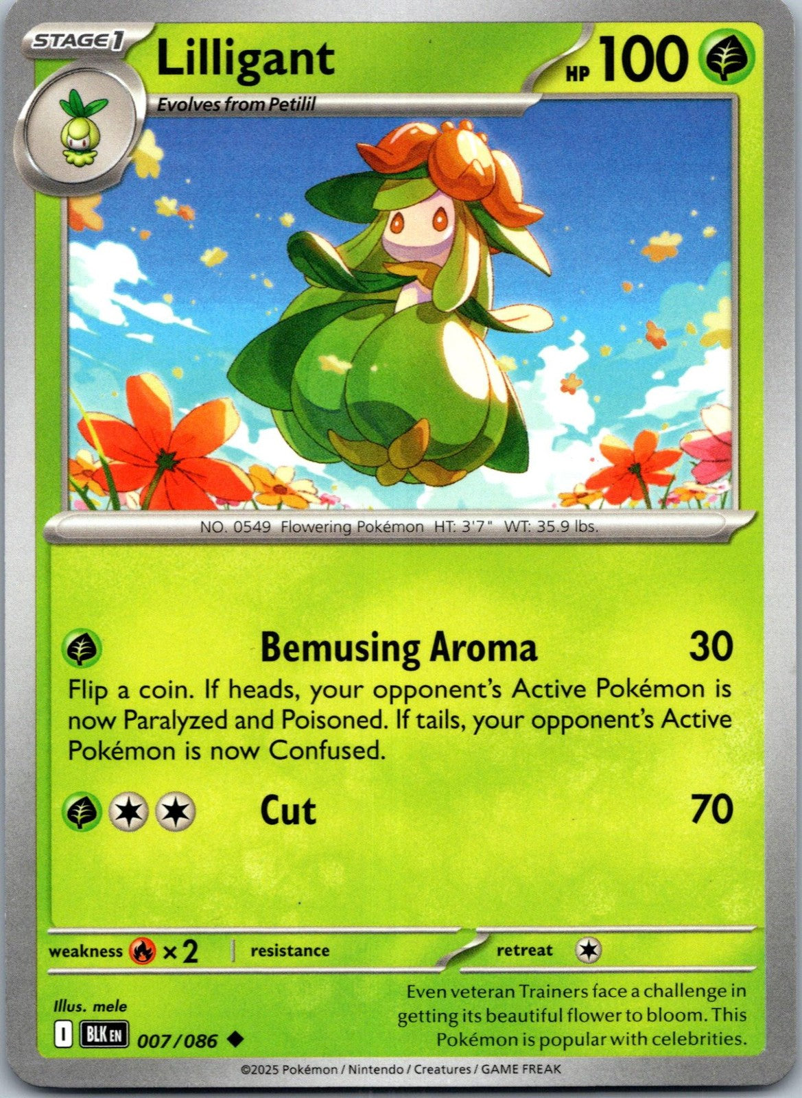 Lilligant 007/086 Uncommon Black Bolt Pokemon Near Mint