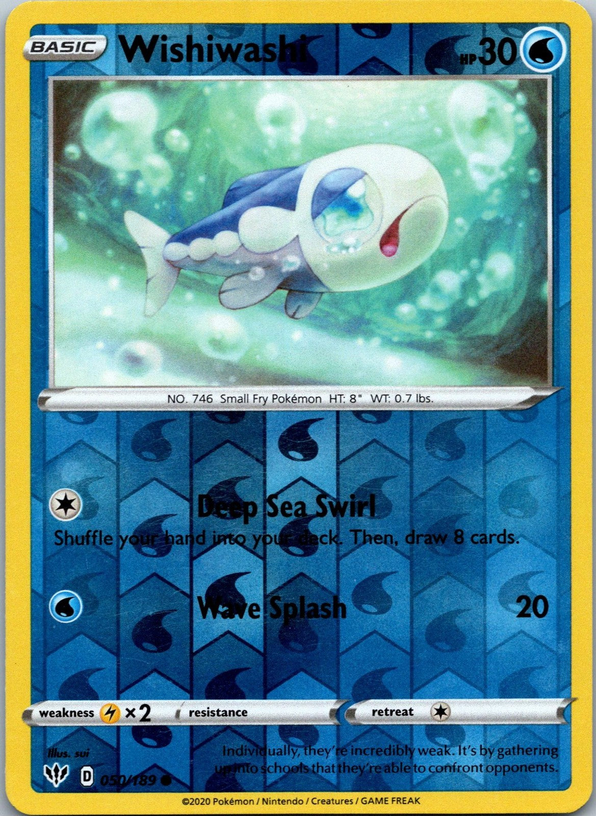 Wishiwashi 050/189 Common Darkness Ablaze Pokemon Near Mint