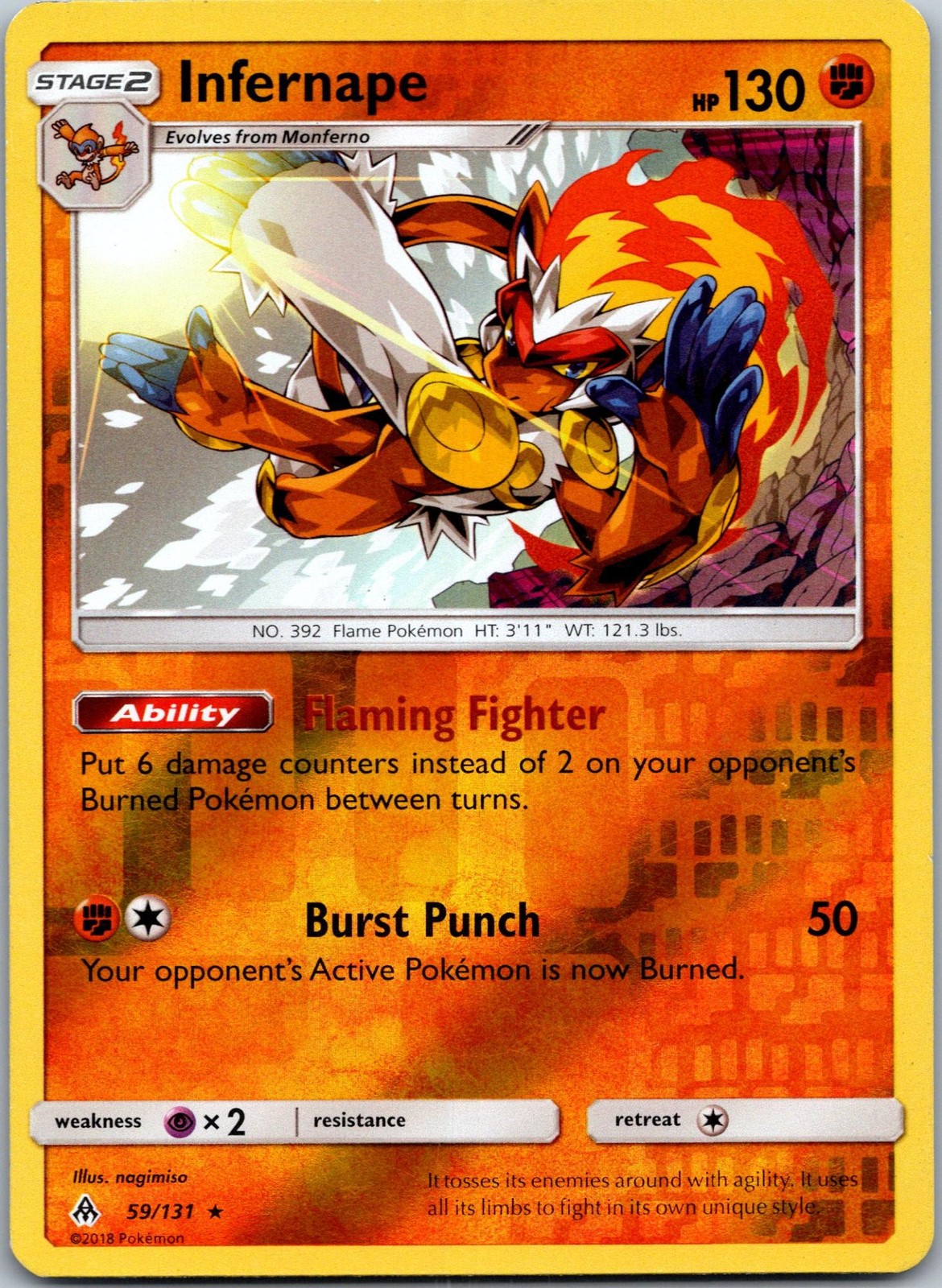 Infernape 59/131 Holo Rare Forbidden Light Pokemon Near Mint