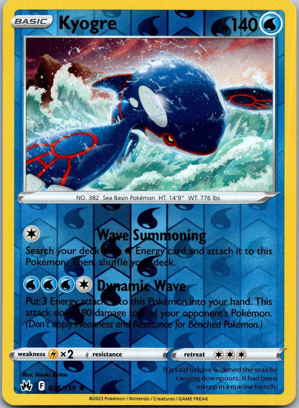 Kyogre 036/159 Holo Rare Crown Zenith Pokemon Near Mint