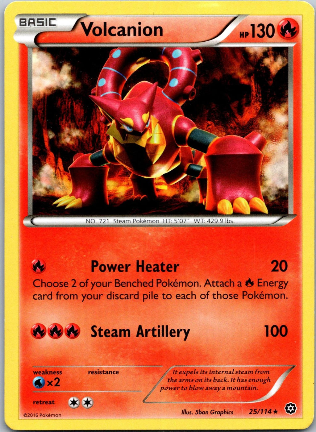 Volcanion 25/114 Rare Steam Siege Pokemon Near Mint