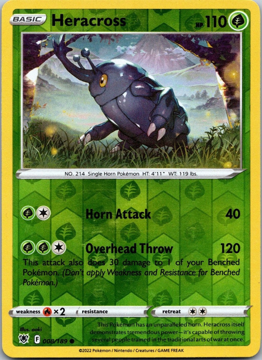 Heracross 008/189 Common Astral Radiance Pokemon Near Mint