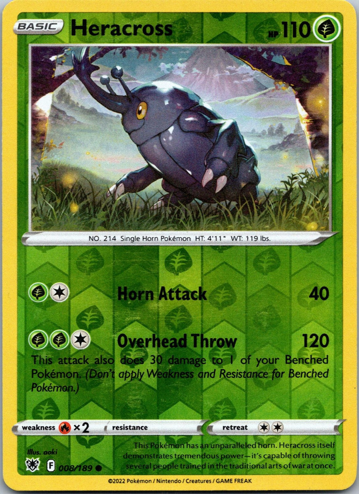 Heracross 008/189 Common Astral Radiance Pokemon Near Mint