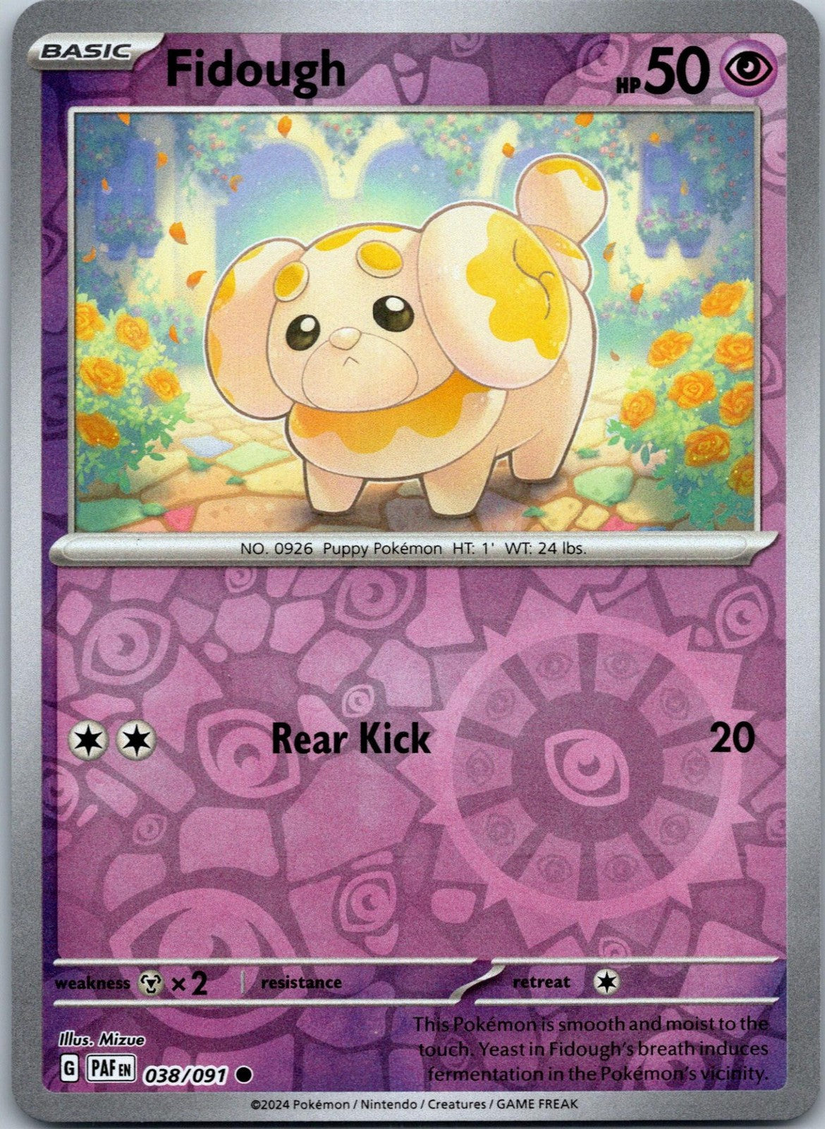 Fidough 038/091 Common Paldean Fates Pokemon Near Mint