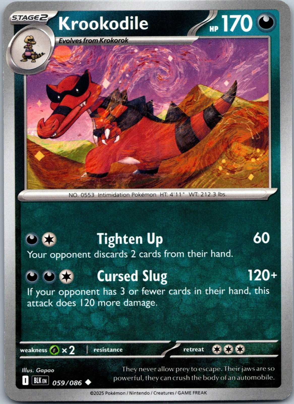 Krookodile 059/086 Uncommon Black Bolt Pokemon Near Mint