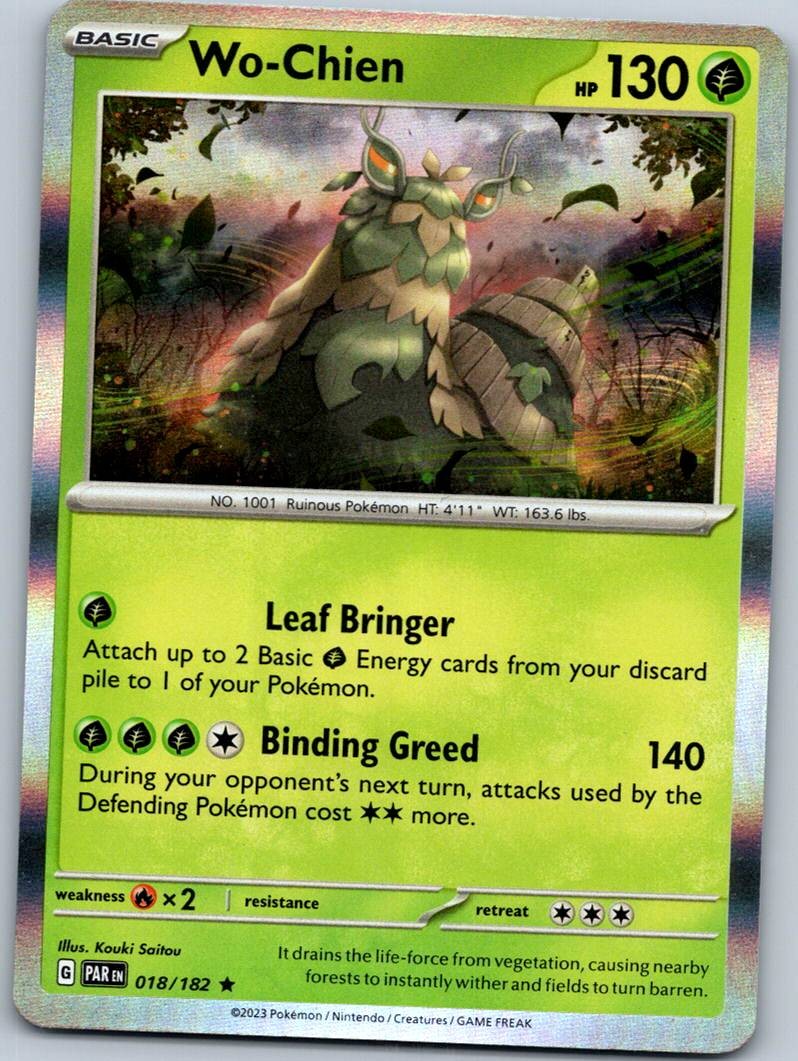 Wo-Chien 018/182 Rare Paradox Rift Pokemon Near Mint