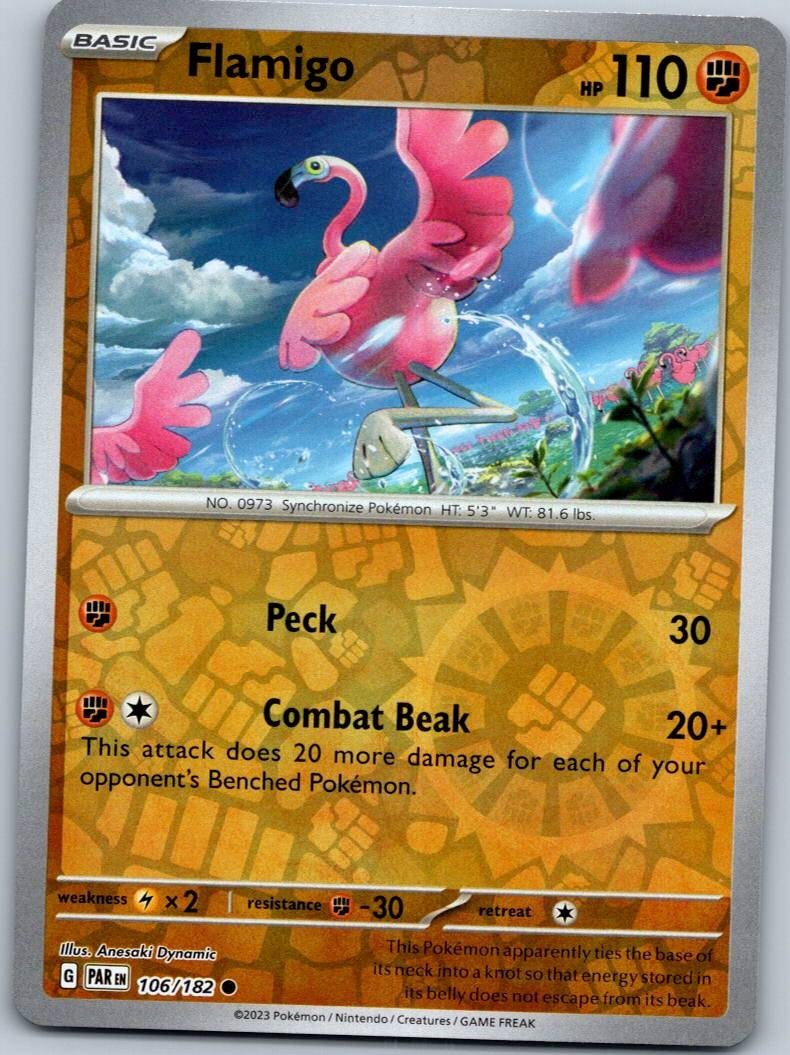 Flamigo 106/182 Common Paradox Rift Pokemon Reverse Holo Near Mint