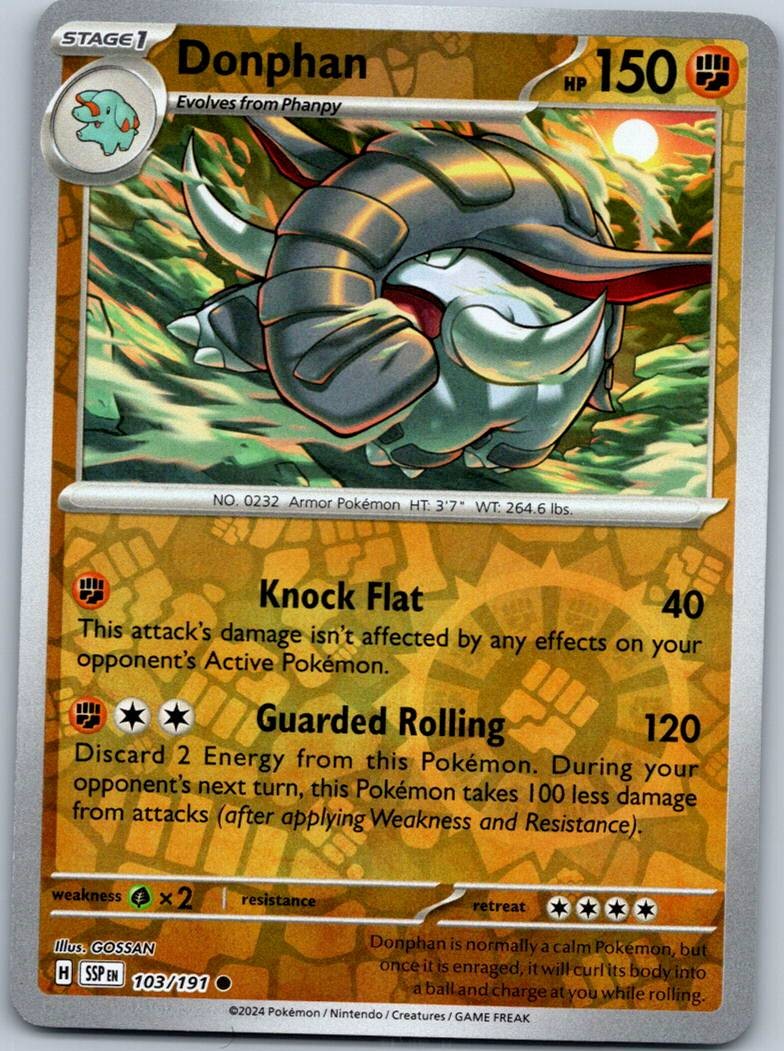 Donphan 103/191 Common Surging Sparks Pokemon Reverse Holo Near Mint