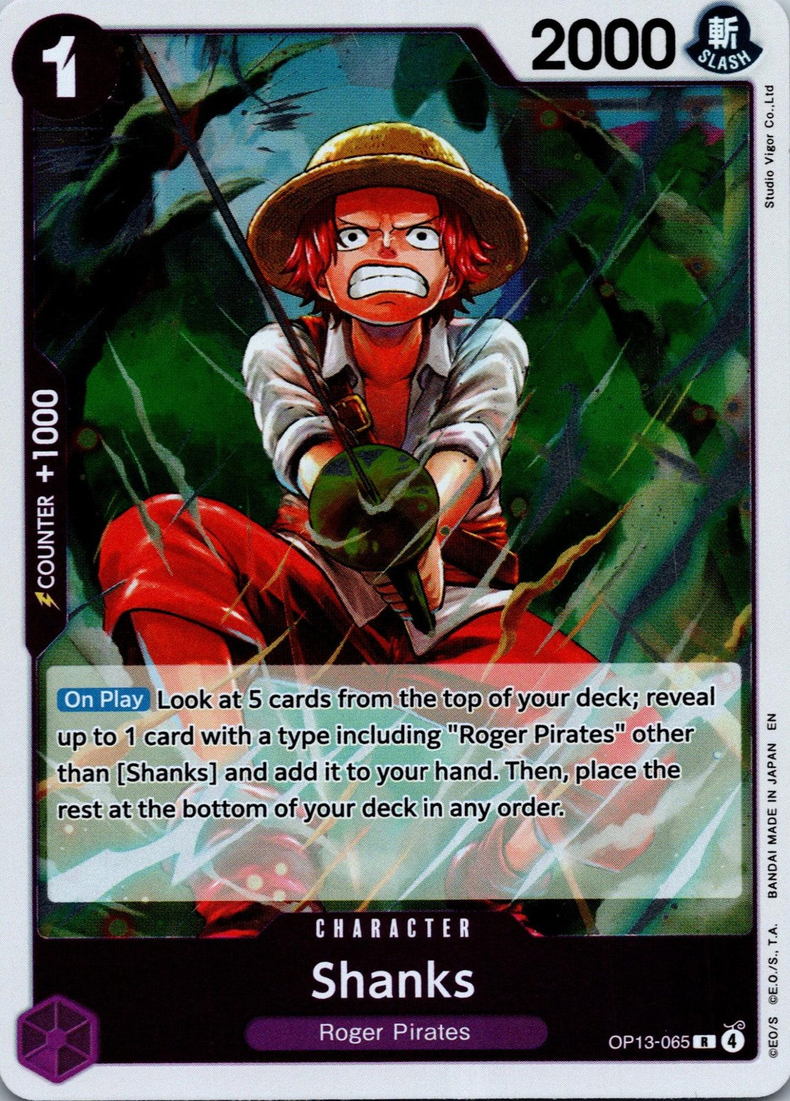 Shanks (065) OP13-065 Rare Carrying On His Will One Piece Near Mint
