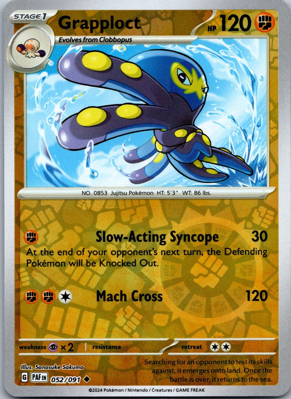 Grapploct 052/091 Uncommon Paldean Fates Pokemon Near Mint