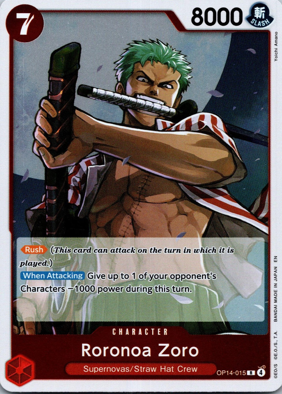 Roronoa Zoro OP14-015 Rare The Azure Sea's Seven One Piece Near Mint