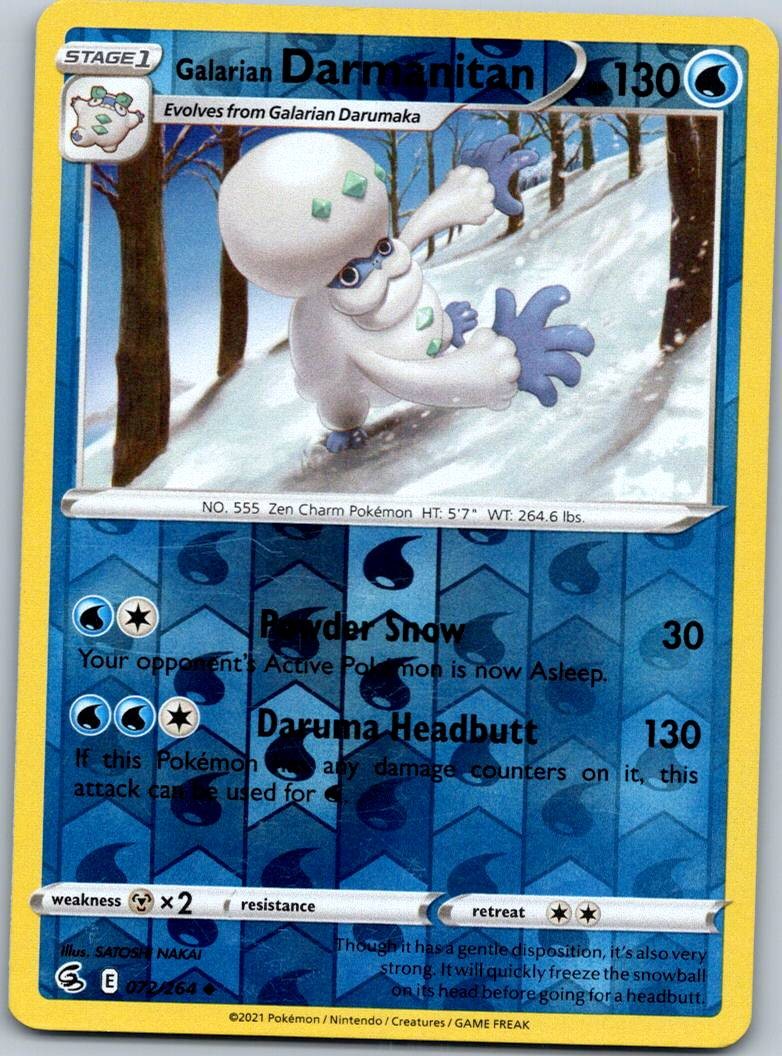 Galarian Darmanitan 072/264 Uncommon Fusion Strike Pokemon Reverse Holo NM