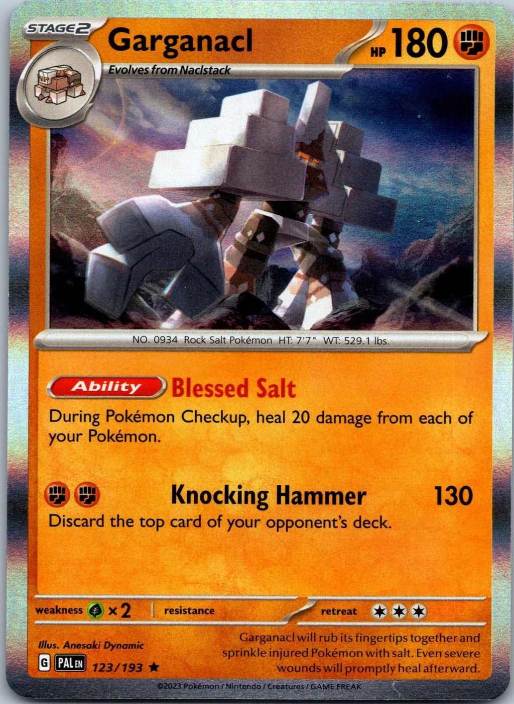 Garganacl 123/193 Rare Paldea Evolved Pokemon Near Mint