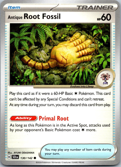 Antique Root Fossil 130/142 Common Stellar Crown Pokemon Near Mint