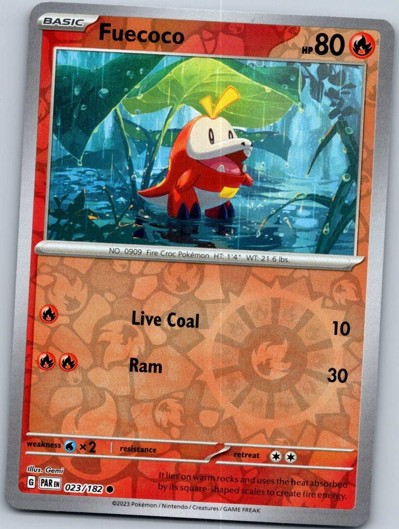 Fuecoco 023/182 Common Paradox Rift Pokemon Reverse Holo Near Mint