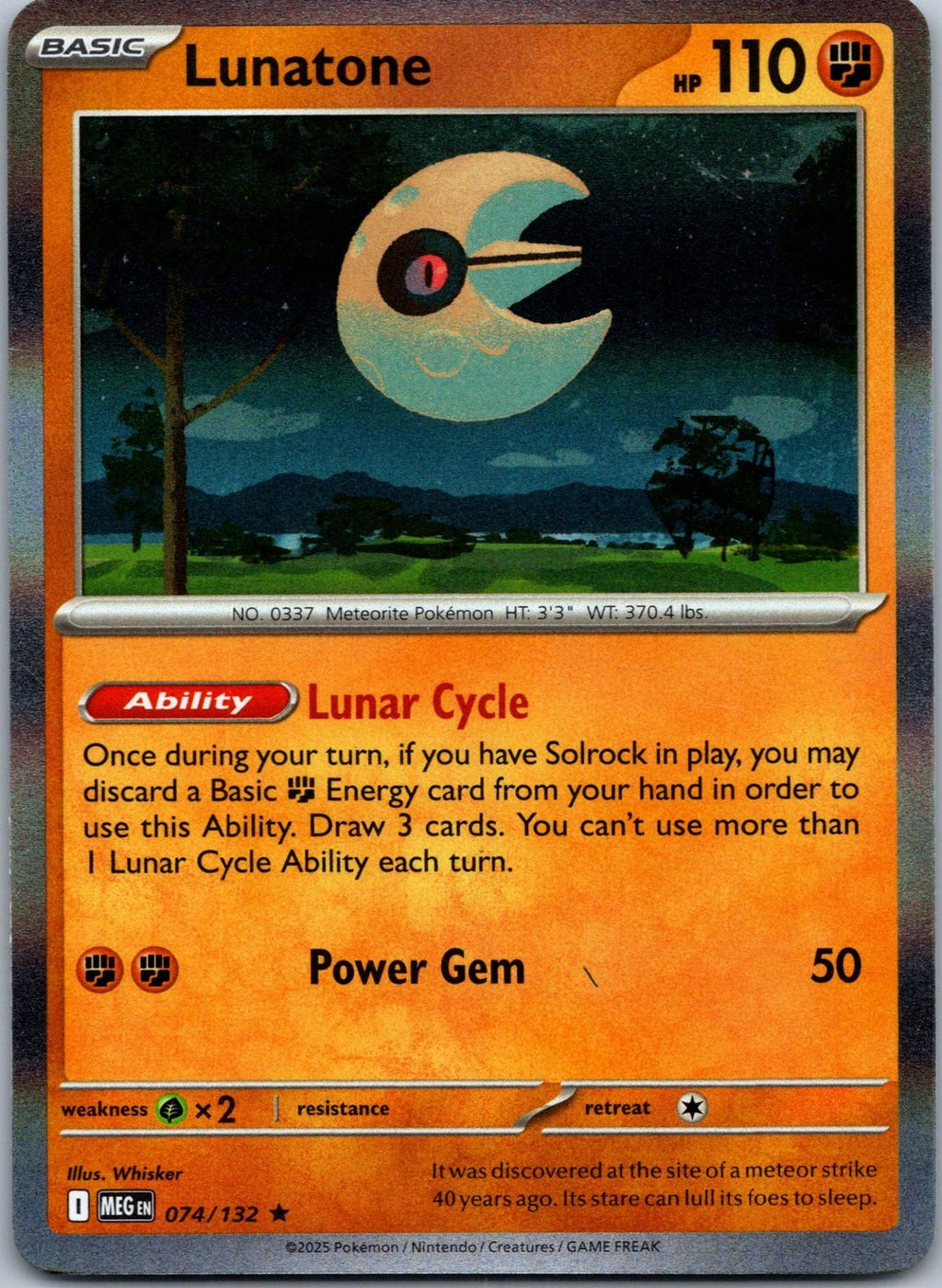 Lunatone 074/132 Rare Mega Evolution Pokemon Near Mint