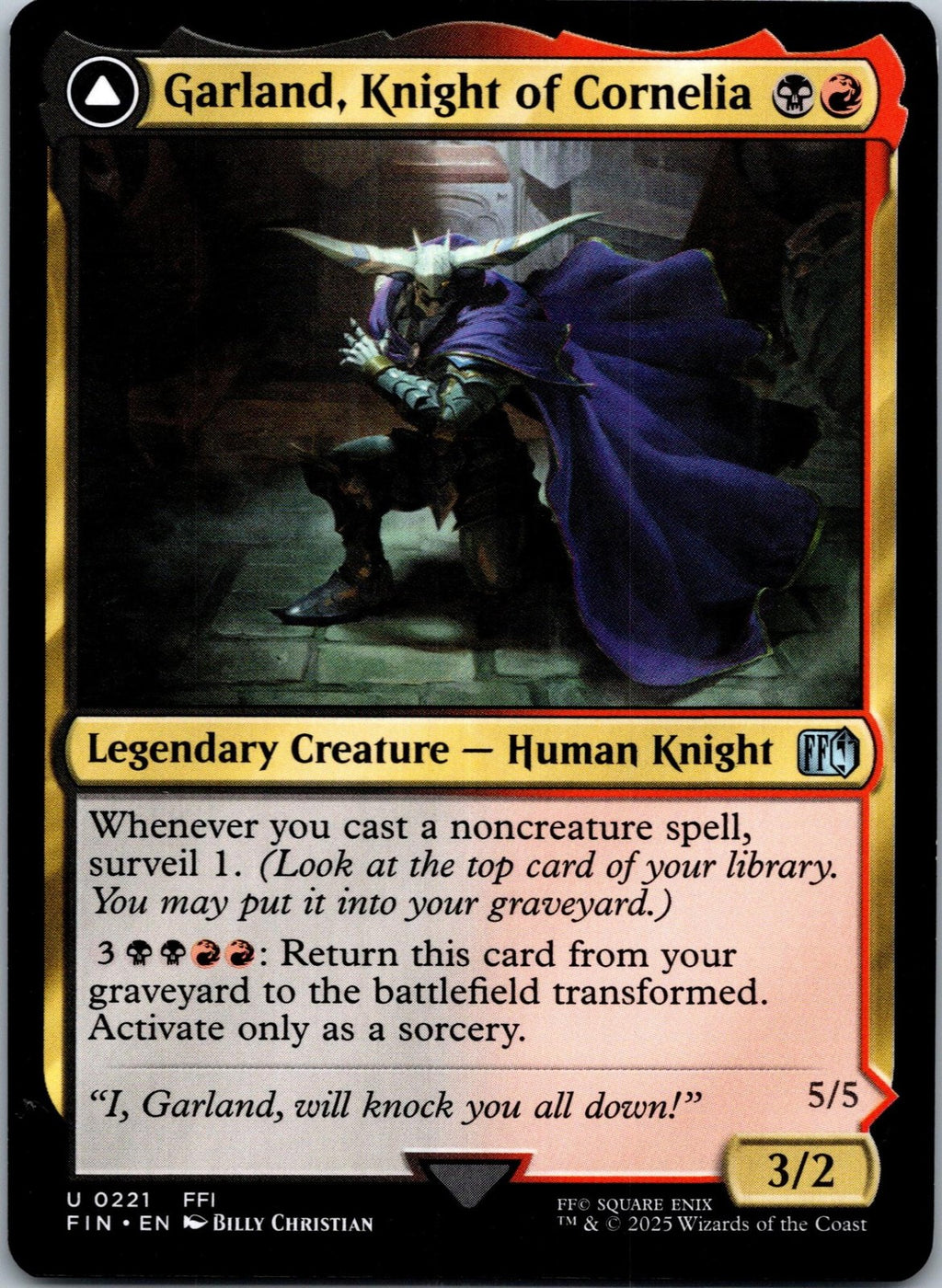 Garland, Knight of Cornelia 221 Uncommon Final Fantasy Magic: The Gathering NM