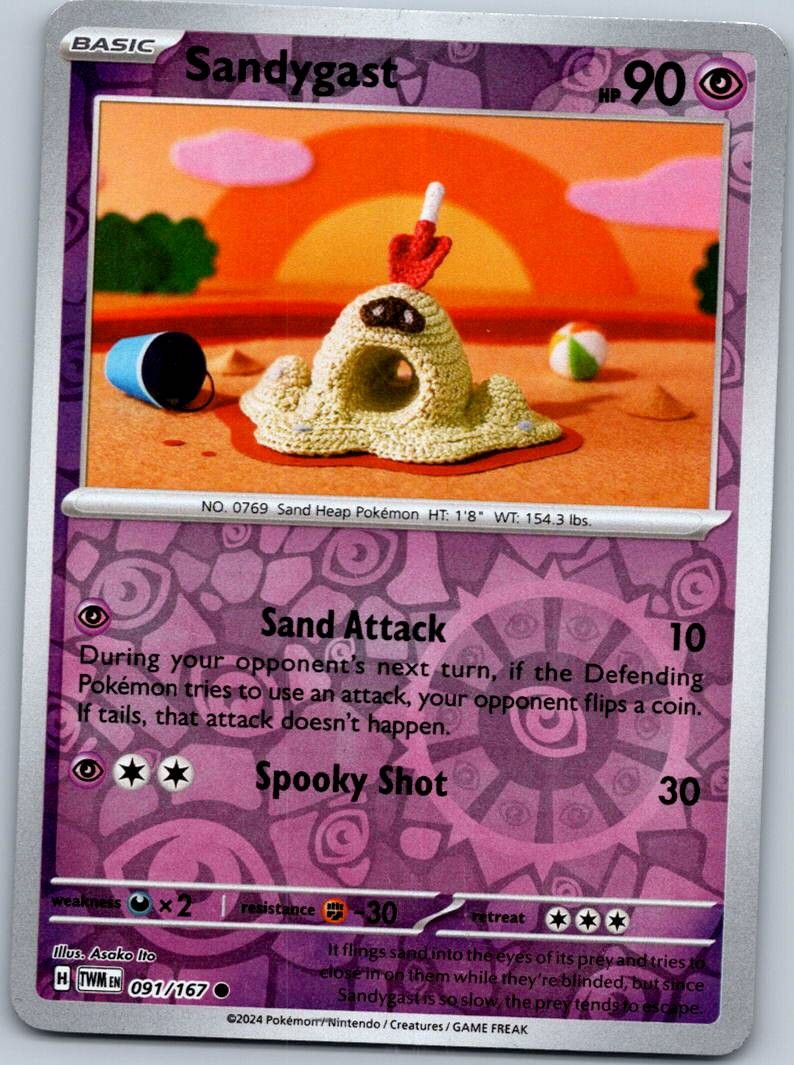Sandygast 091/167 Common Twilight Masquerade Pokemon Reverse Holo Near Mint