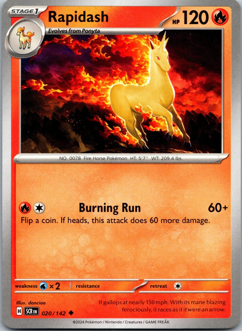 Rapidash 20/142 Uncommon Stellar Crown Pokemon Near Mint
