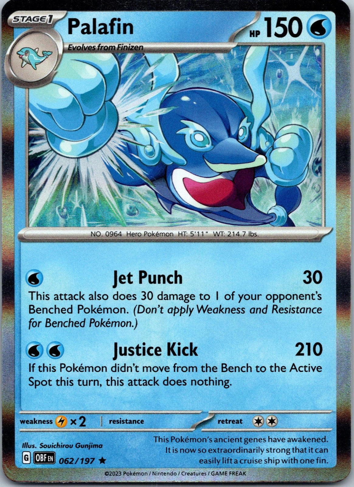 Palafin 062/197 Rare Obsidian Flames Pokemon Near Mint