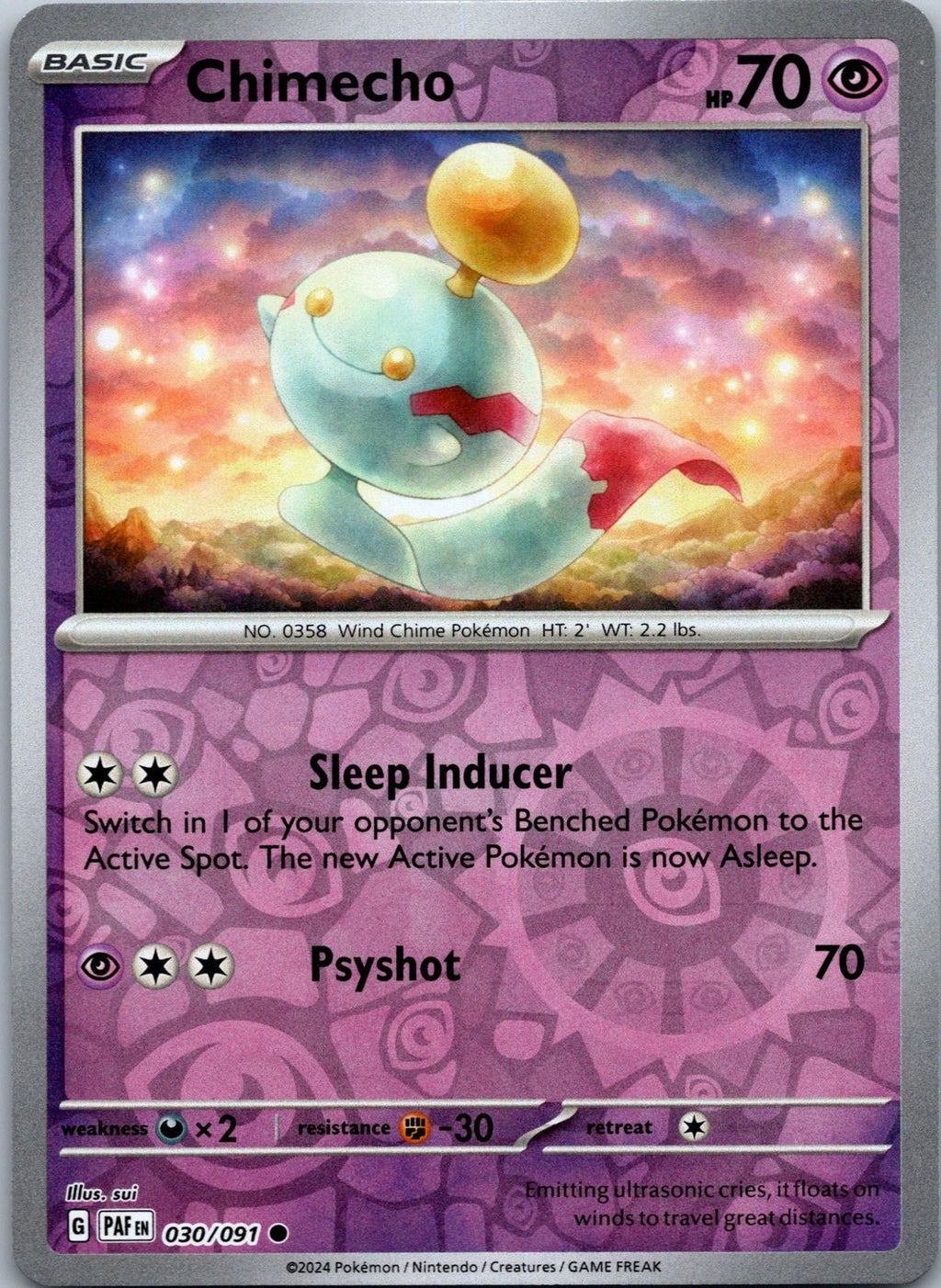 Chimecho 030/091 Common Paldean Fates Pokemon Near Mint