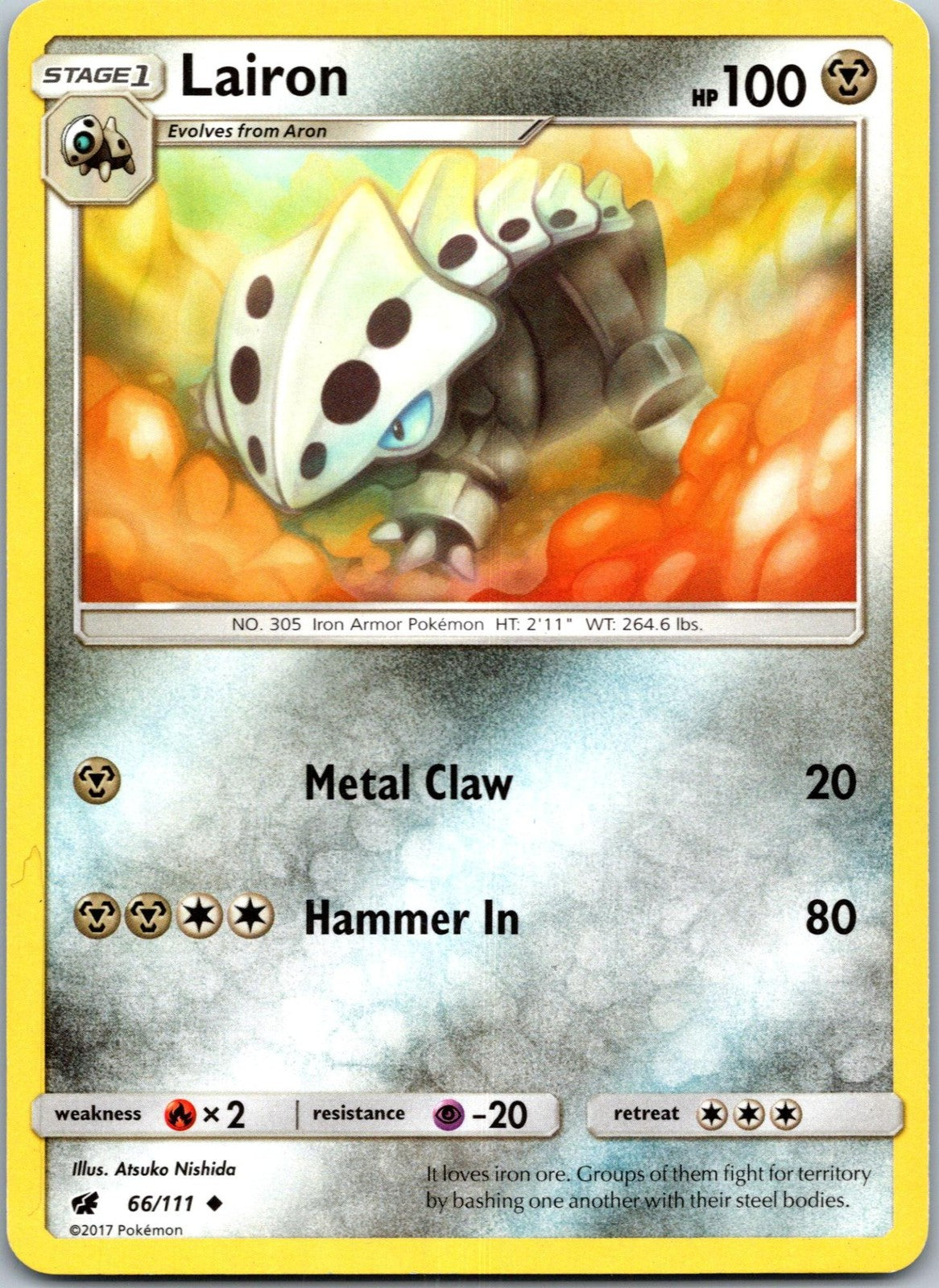 Lairon 66/111 Uncommon Crimson Invasion Pokemon Near Mint