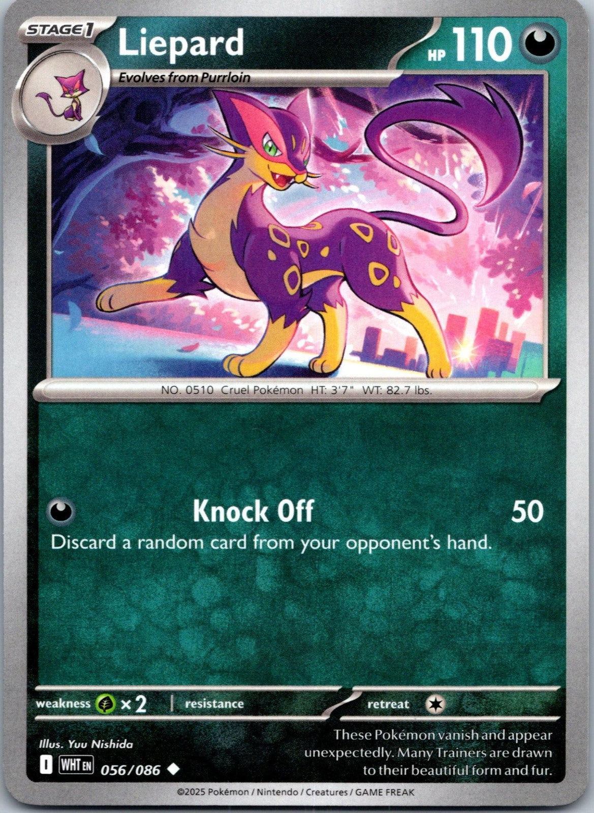 Liepard 056/086 Uncommon White Flare Pokemon Near Mint