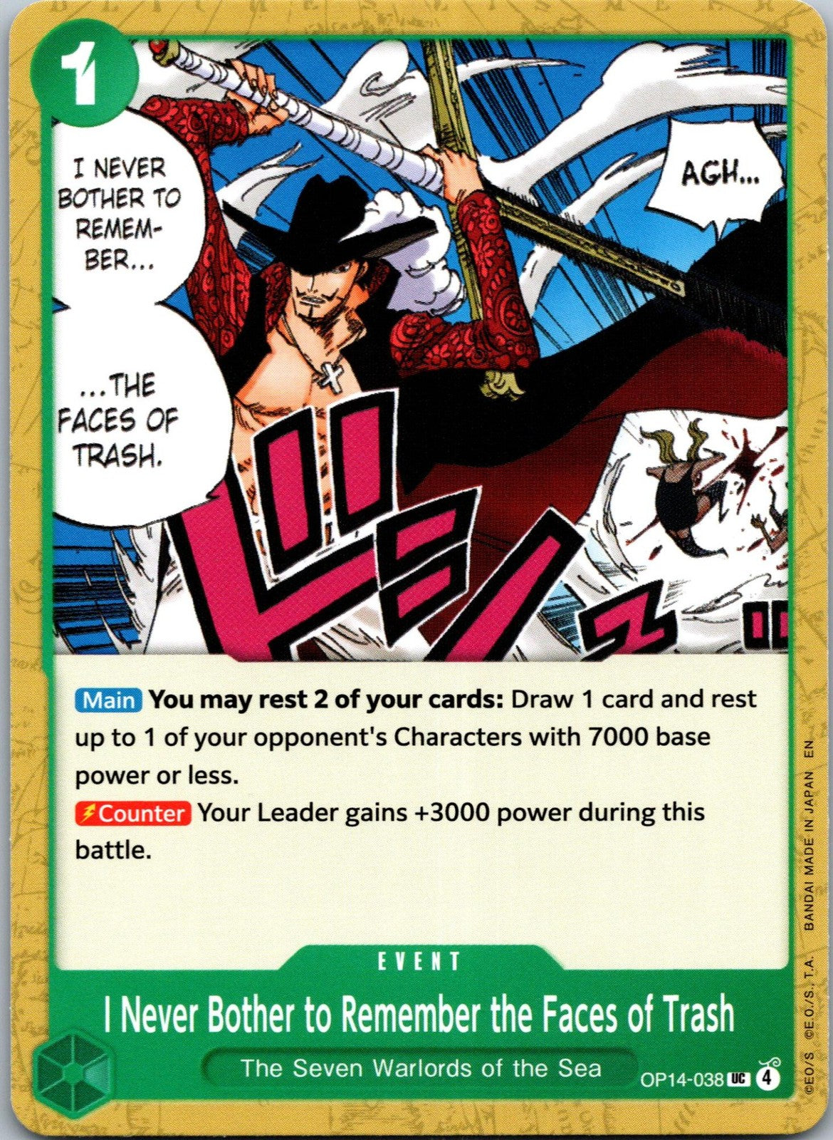 I Never Bother to Remember the Faces of Trash OP14-038 One Piece NM