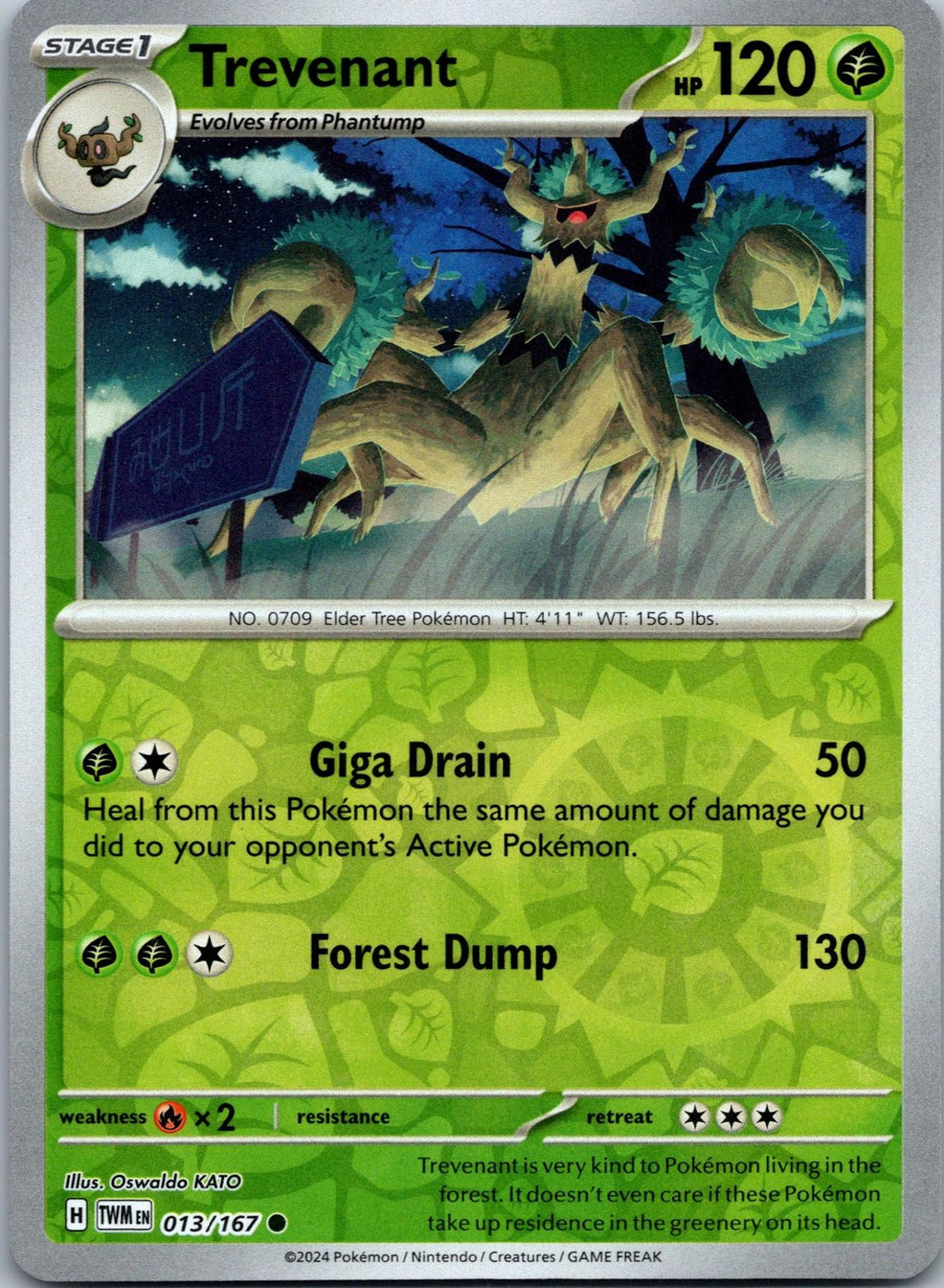 Trevenant 013/167 Common Twilight Masquerade Pokemon Near Mint