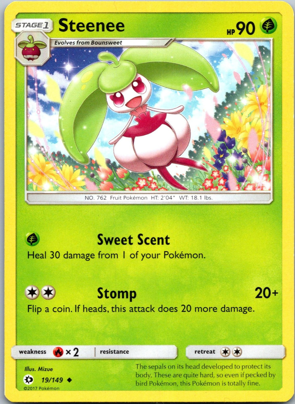 Steenee 19/149 Uncommon Sun & Moon Pokemon Near Mint