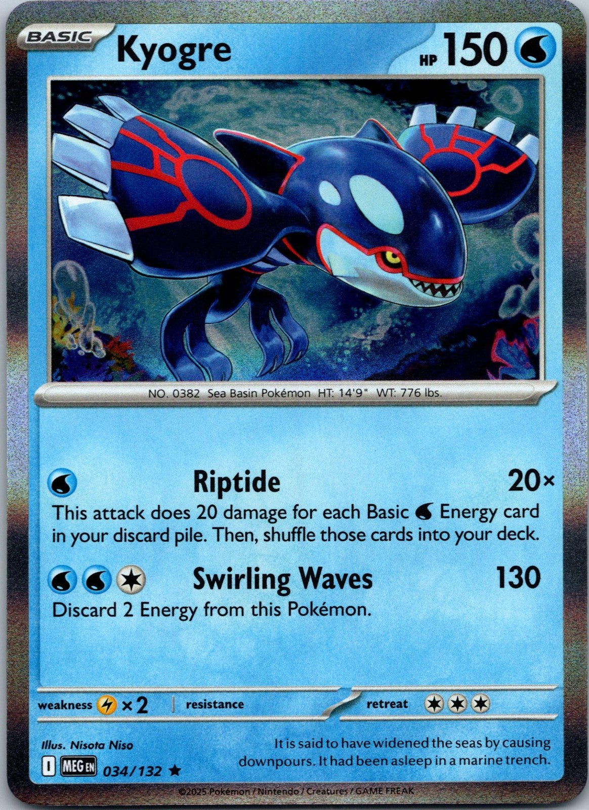 Kyogre 034/132 Rare Mega Evolution Pokemon Near Mint