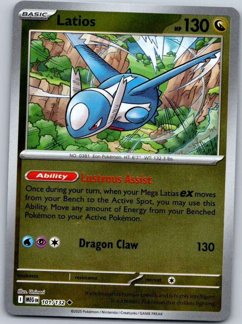 Latios 101/132 Uncommon Mega Evolution Pokemon Reverse Holo Near Mint