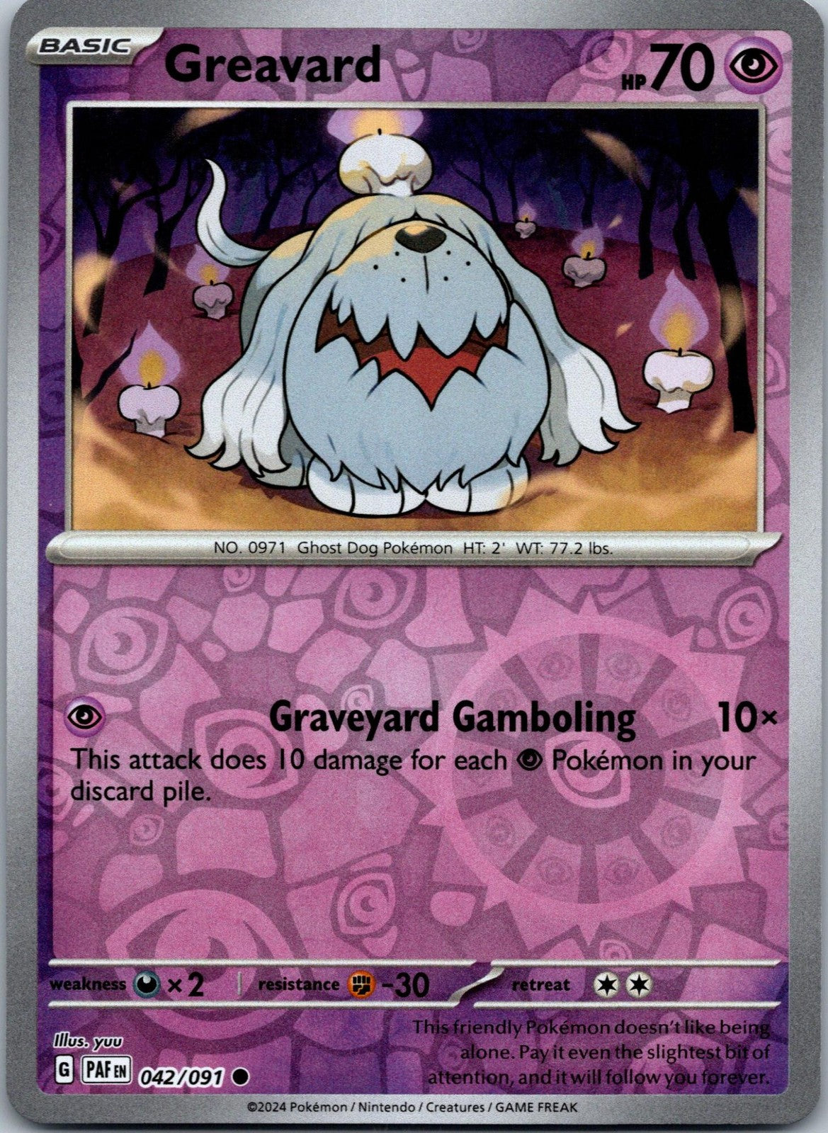 Greavard 042/091 Common Paldean Fates Pokemon Near Mint