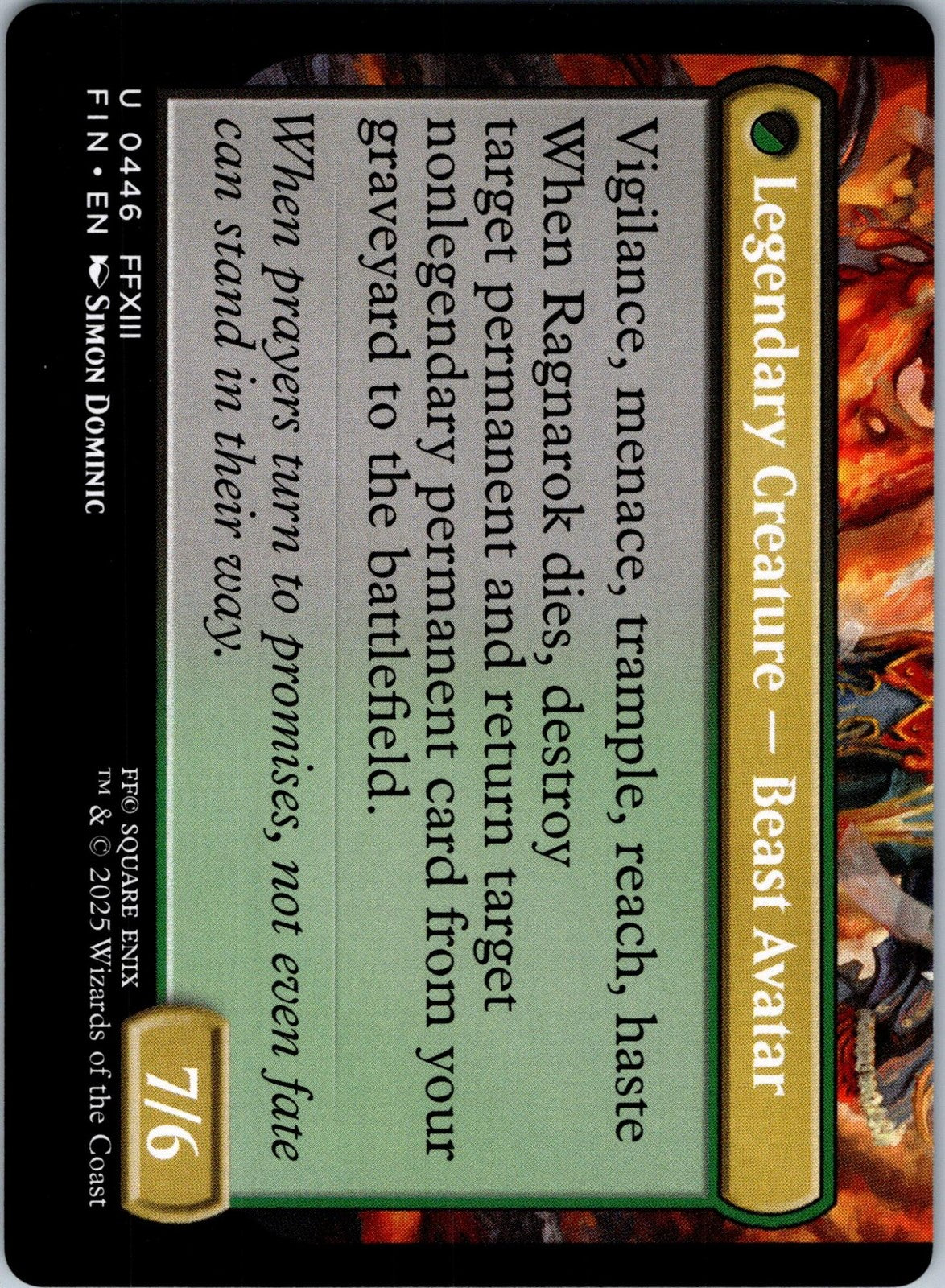 Fang, Fearless l'Cie (Extended Art) 446 Final Fantasy Magic: The Gathering NM