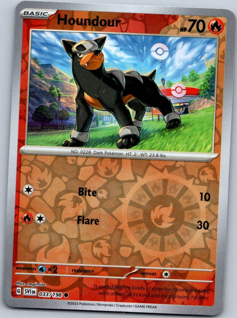 Houndour 033/198 Common Scarlet & Violet Pokemon Reverse Holo Near Mint